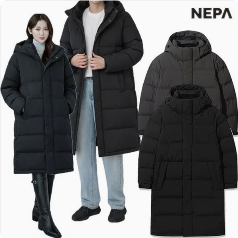 韩国正品代购 NEPA耐葩 25冬男女情侣防水防风过膝长款鹅绒羽绒服