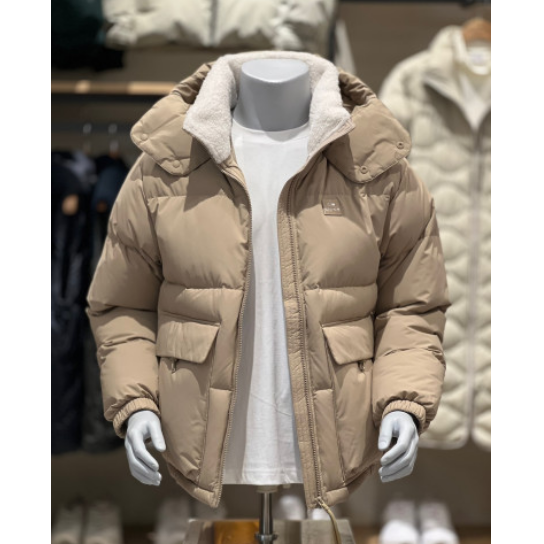 羊羔绒连帽鹅绒羽绒服EIDER