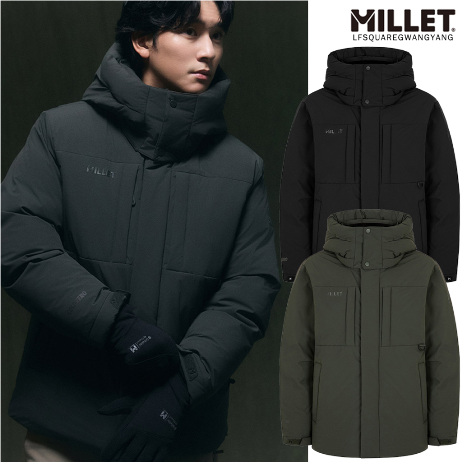 韩国正品代购 MILLET 觅乐 25冬 男防水防风工装连帽鹅绒羽绒服