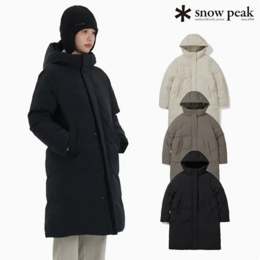 韩国正品代购 snow peak雪峰 25冬 女 保暖休闲中长款连帽羽绒服