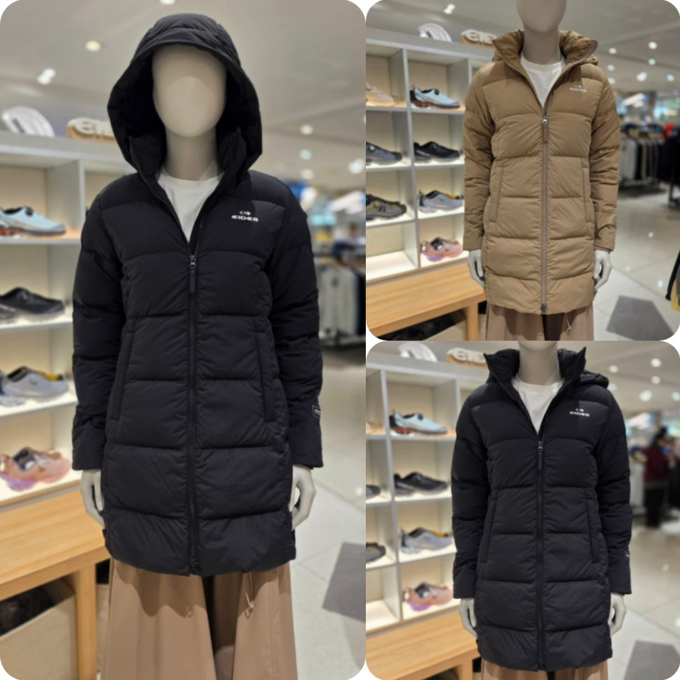 特价 韩国正品代购 EIDER 24冬  女 中长款连帽保暖羽绒服