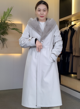 雪唯妮银蓝水貂派克服女款长款