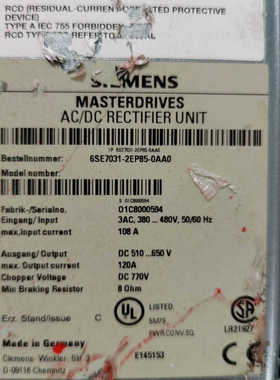 Masterdrives伺服驱动器，型号6SE7031.询价