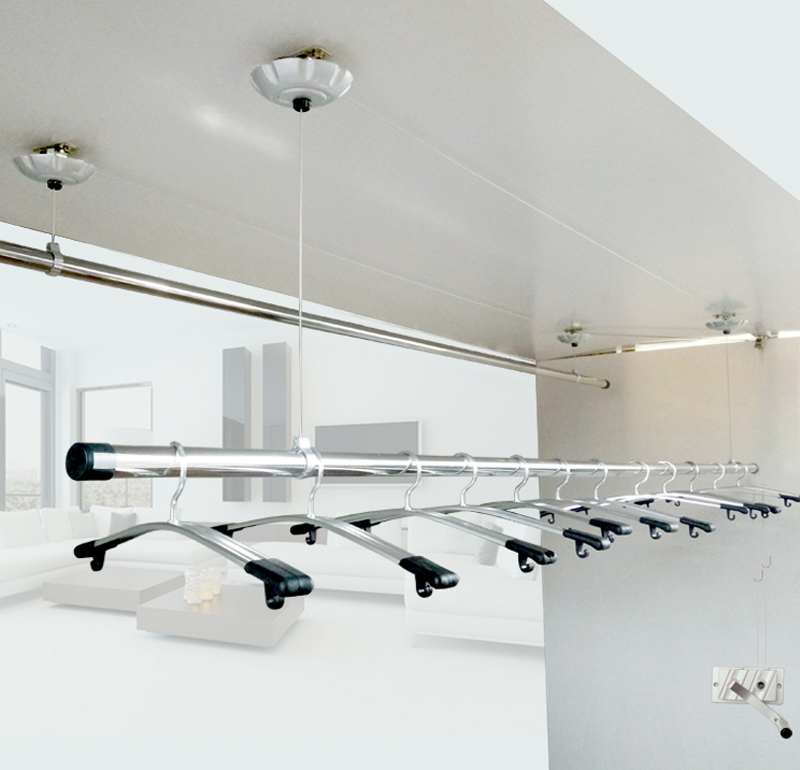 升降手摇阳台双杆式不锈钢晒衣架