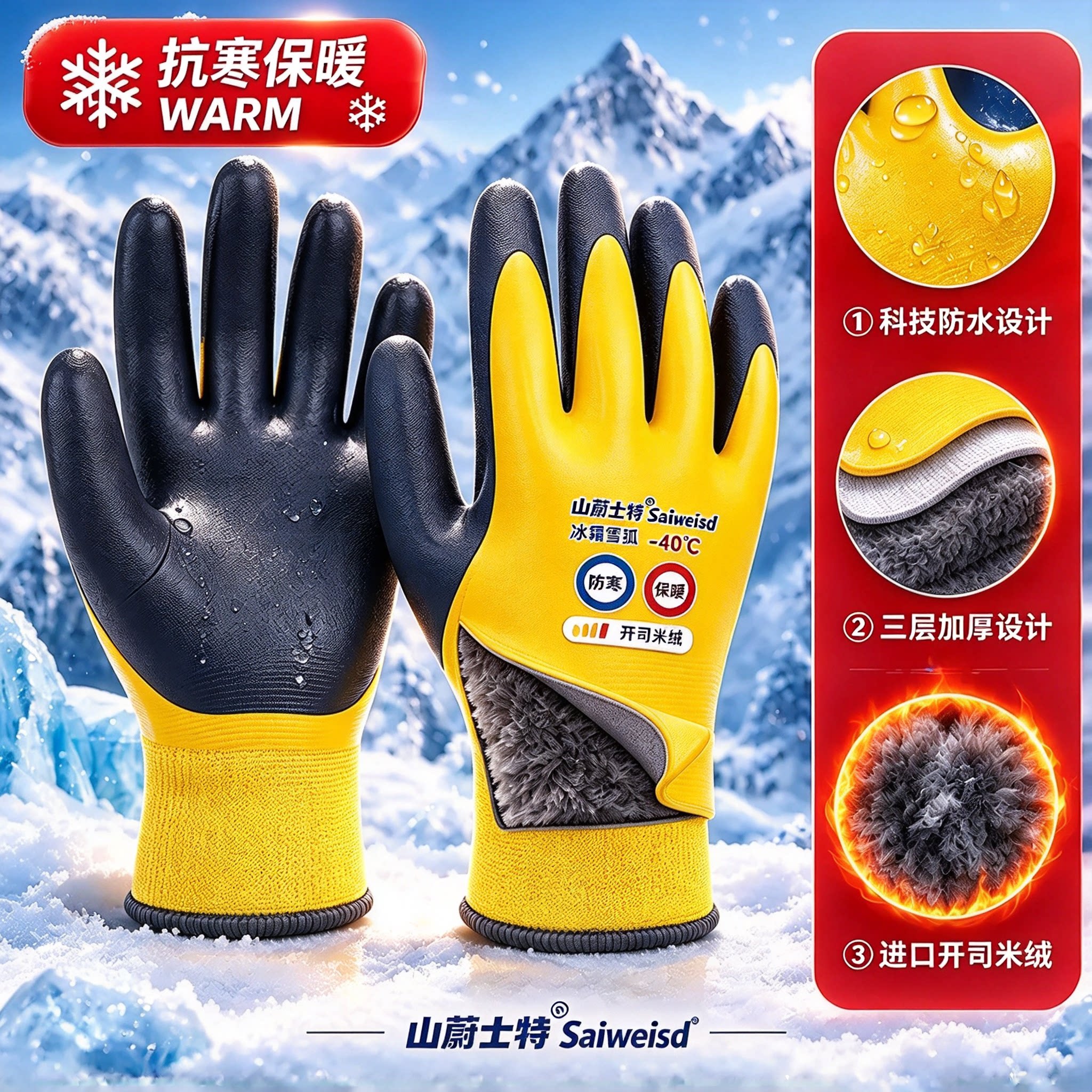 防水保暖手套男冬天加绒冬季骑行