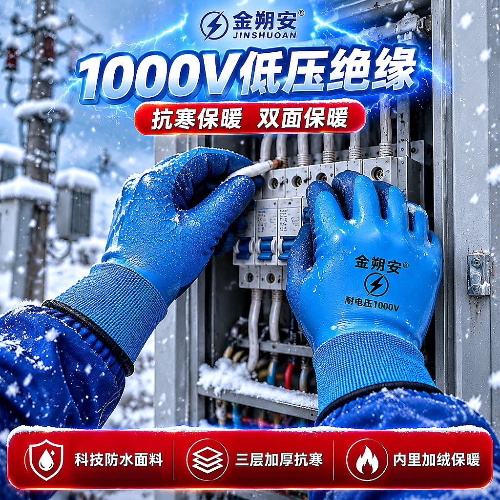 1000v防电绝缘手套电工专用低压防触电接线冬季保暖家用防护