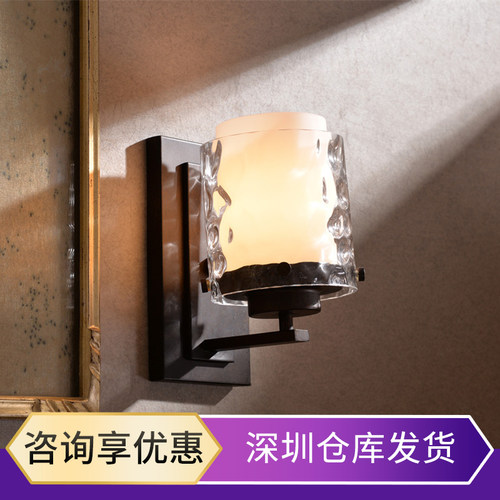 现代简约双层玻璃单头壁灯波浪纹