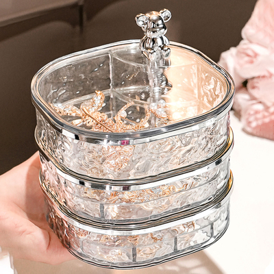 2025年新款首饰收纳盒多层旋转高档精致耳环项链耳钉饰品盒首饰盒