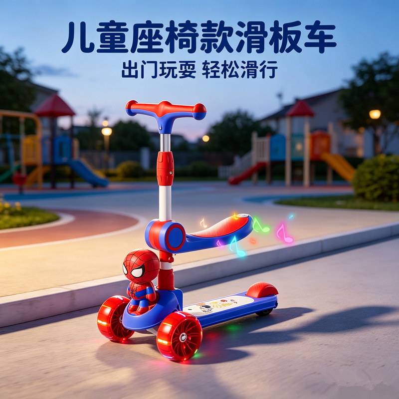 2026新款儿童三轮滑板车女生初学者大童3一6到12岁以上专业板护具图片