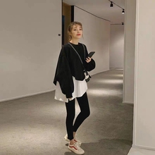 春秋 宽松bf慵懒风无帽waitmore外套薄款 假两件卫衣2019新款 女韩版