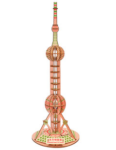 手工diy组装建筑模型 创意木质拼装3D立体拼图玩具上海东方明珠塔