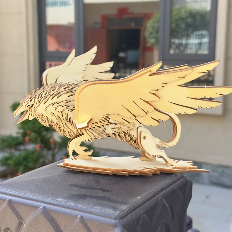 狮鹫飞龙神话神兽木质拼装模型3d立体拼图仿真动物摆件手工diy