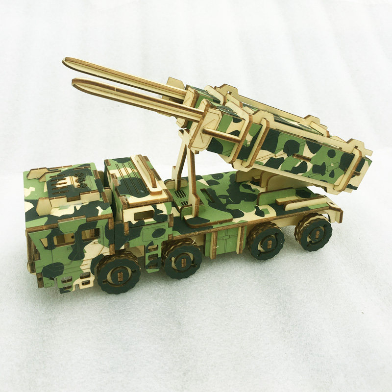 3d木制仿真拼装军事武器模型男孩益智手工diy立体拼图远程火箭炮
