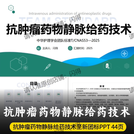抗肿瘤药物静脉给药技术团标/CNAS53-2025PPT 最新团队标准PPT