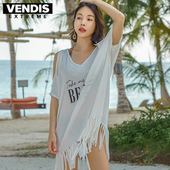 温泉套头防晒背心露肩罩衫 宽边圆领沙滩裙 性感比基尼罩衣 度假