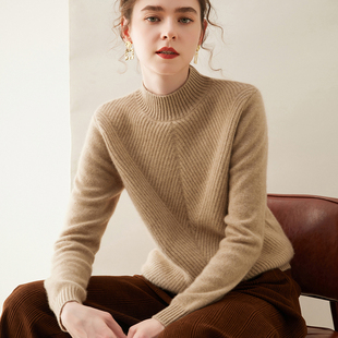 软糯！加厚山羊绒衫女半高领打底衫秋冬2025新款宽松套头纯色毛衣
