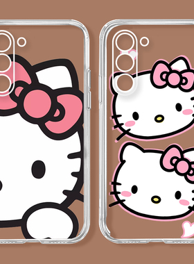 玉桂狗手机壳适用三星S23Ultra凯蒂猫透明S22/S10保护套F52/F62/M53防摔M14/M13/Xcover5/A34/A91/a51/A73