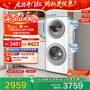 15KG水魔方滚筒母婴分区双筒洗衣机全自动13E 小天鹅13 以旧换新