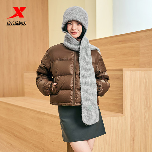 特步连帽围巾男女2024年