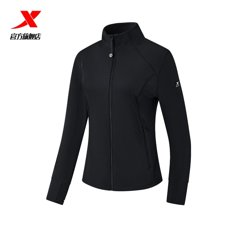 特步训练运动外套女款2025秋冬季新款修身运动针织上衣9751280601