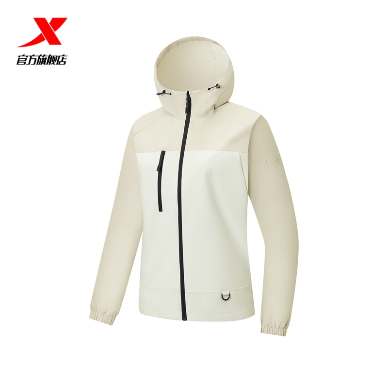 特步女款连帽外套2025年春季新款