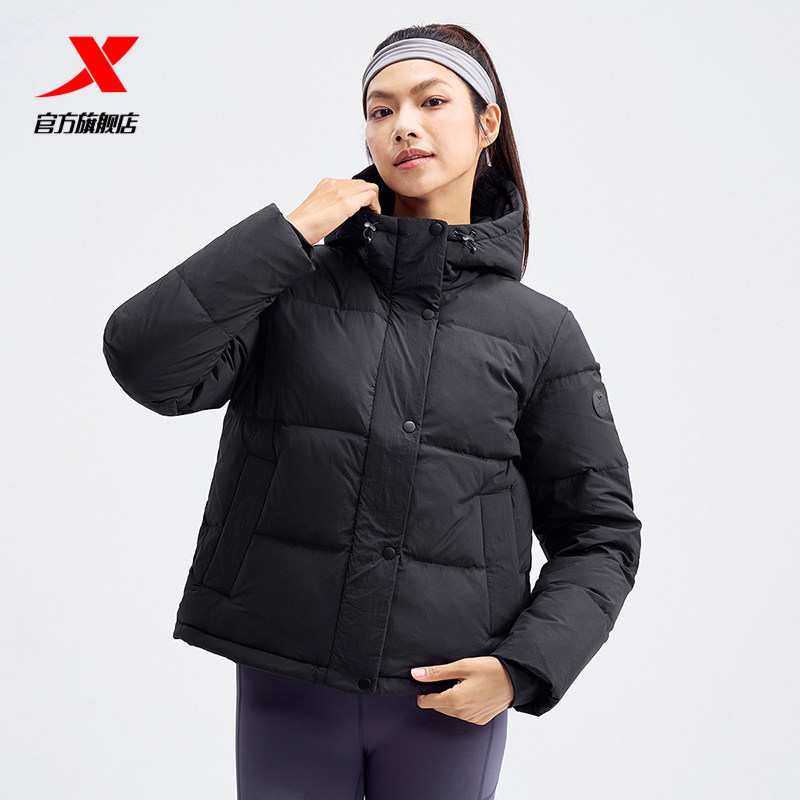 特步运动短款羽绒服女2025秋冬新款加绒加厚保暖外套976428190118