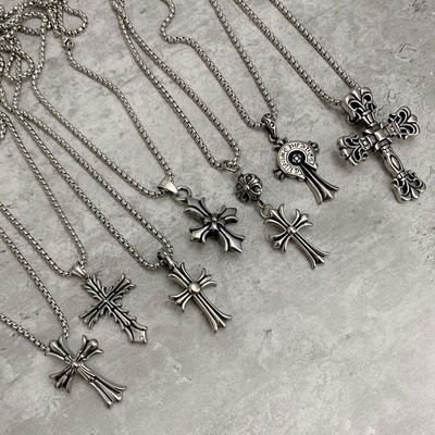 男女不掉色戒指项链十字架毛衣链