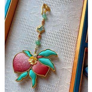 柒禧【桃】非遗蜀绣打籽绣盘扣压襟胸针两用款新中式国风旗袍配饰