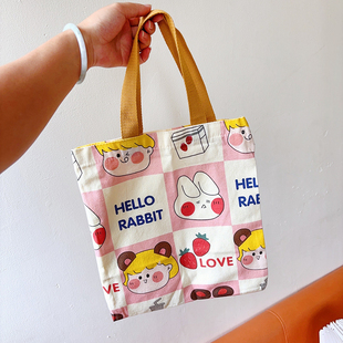 卡通可爱小号帆布包手提袋逛街随身收纳袋便携学生布袋环保购物袋
