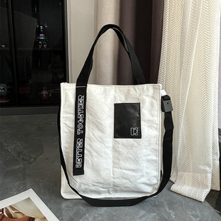 杜邦纸帆布包单肩斜挎包防水手提环保购物袋大容量休闲时尚通勤包