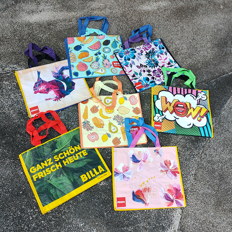 外贸卡通编织袋大容量超市购物袋环保袋可爱单肩手提袋收纳袋便携