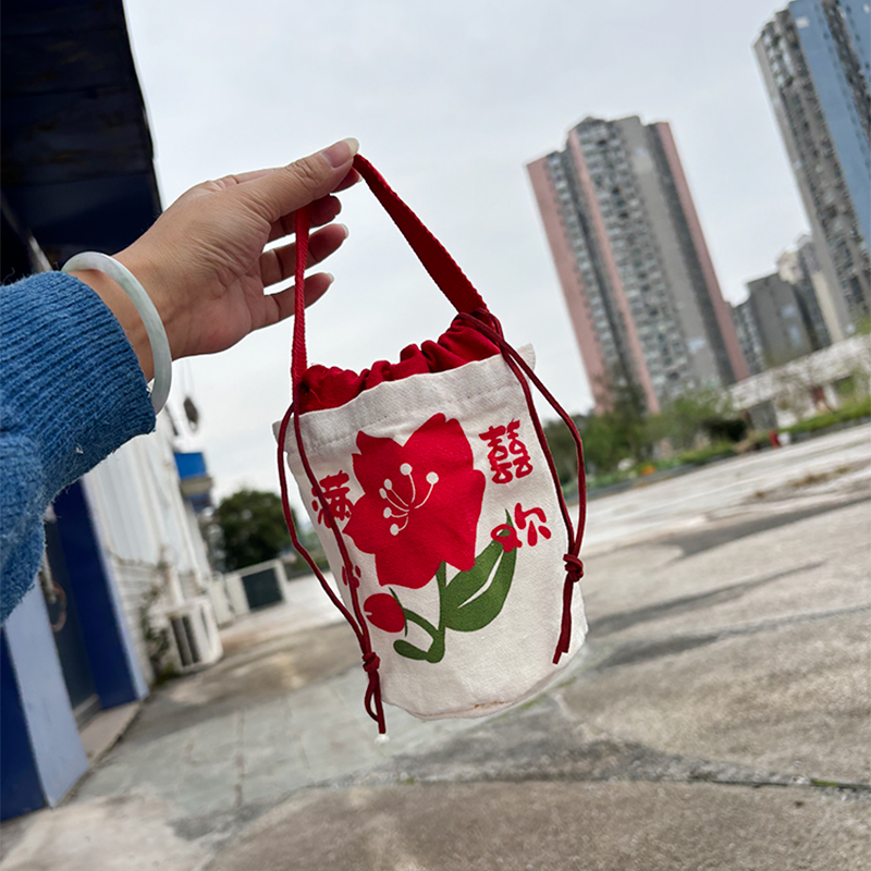 帆布抽绳束口袋礼品礼物袋包装袋环保收纳袋小号手提糖果袋小布袋