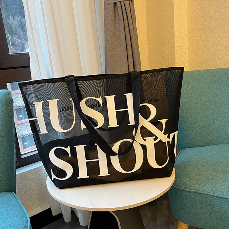 超大容量字母单肩包夏季新款镂空托特环保购物袋网袋沙滩包收纳包,收纳整理,购物袋/环保袋/帆布袋,淘宝优惠券,粉丝福利购,淘宝优惠卷