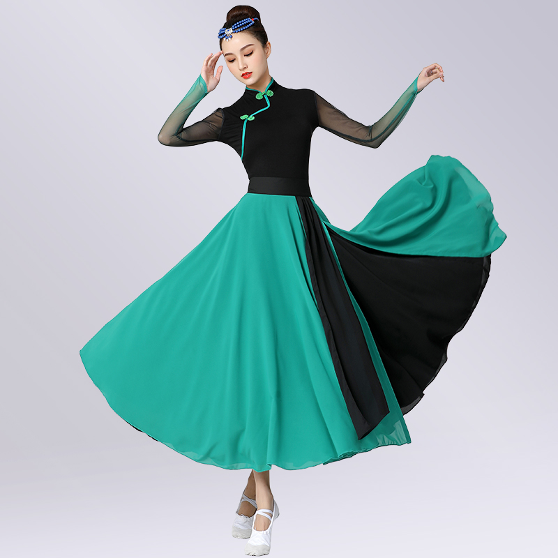 蒙古族舞蹈服装女游牧时光同款民族表演出服艺考现代舞飘逸大摆裙