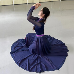 蒙古族演出服蒙古舞女现代蒙族新款表演舞蹈演出服练习大裙摆艺考