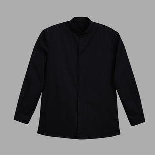 「慈航布衣」新中式立领灰色黑蓝棉混纺衬衫