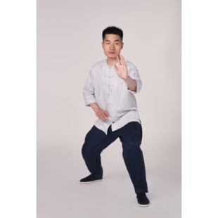 「慈航布衣」传统中式圆领亚麻七分袖