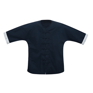 「慈航布衣」传统中式圆领蓝色纯棉七分袖