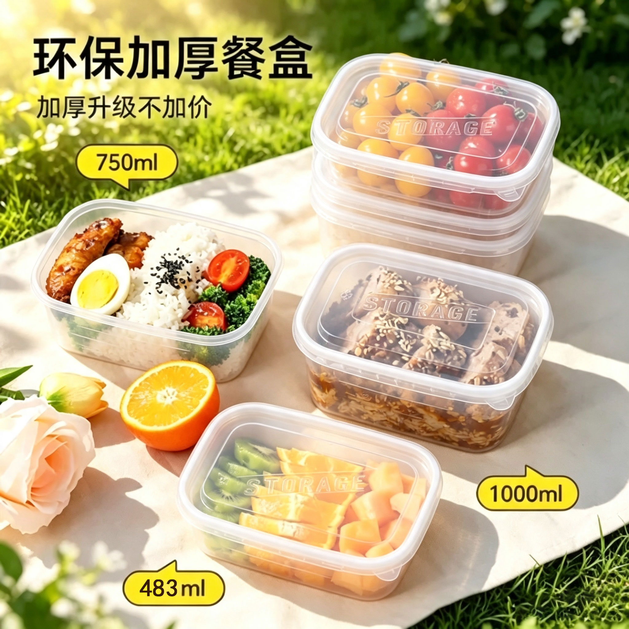 一次性餐盒打包盒加热可微波炉家用食品级饭盒保鲜盒便当水果盒子