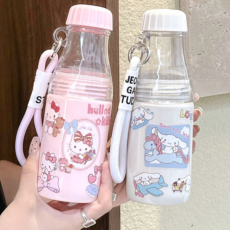 可爱kt水杯女学生便携随手杯新款ins卡通贴纸直饮杯便携大容量杯