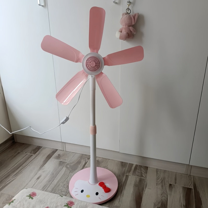 可爱猫kt落地扇卡通家用小型立式风扇软叶学生宿舍静音桌面床头
