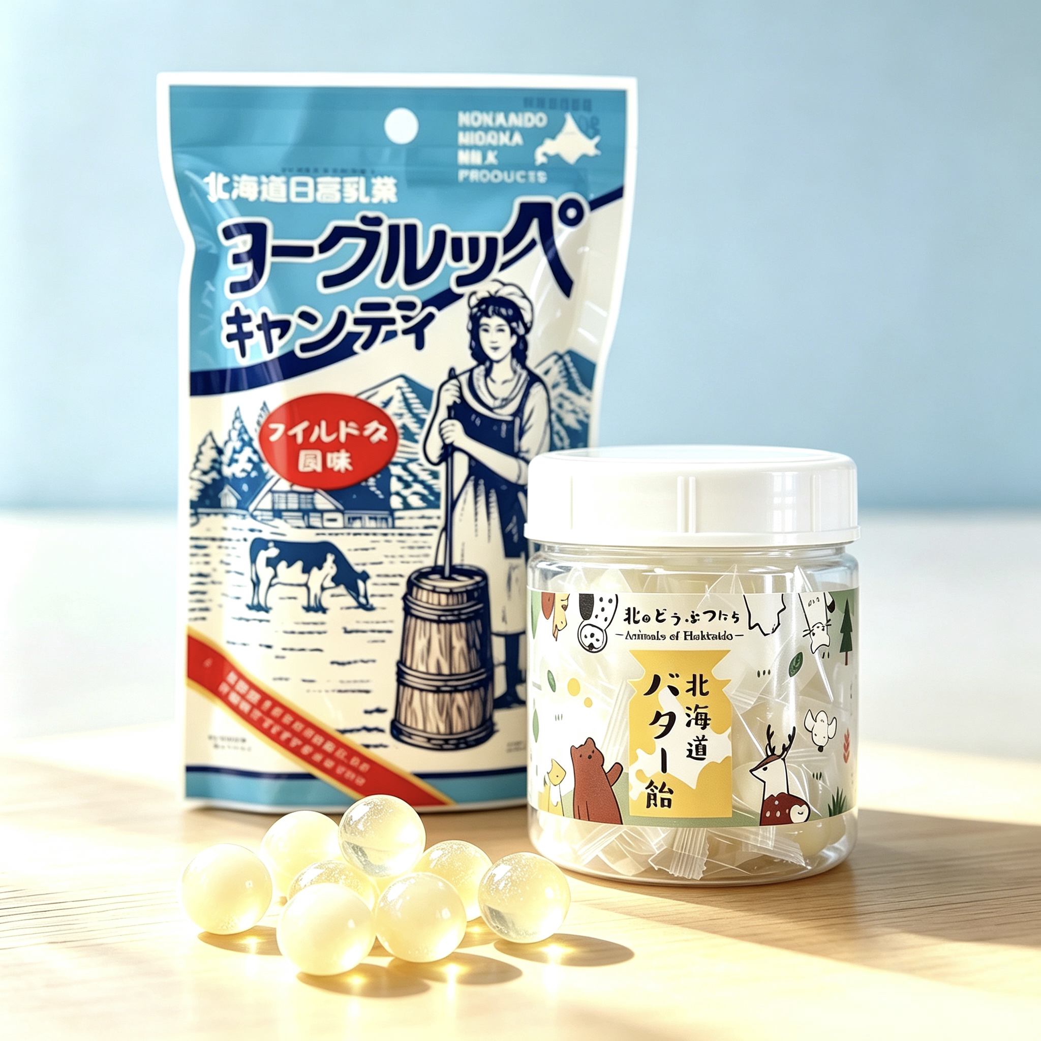 【现货】日本北海道日高乳业酸奶味糖果动物黄油糖袋装进口零食