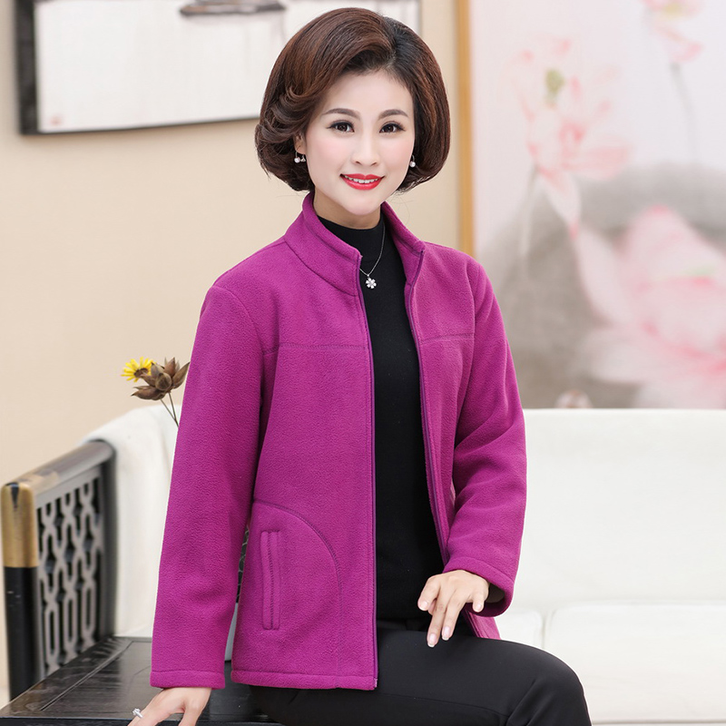 春秋季抓绒40-50外套中老年女装