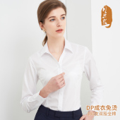 100支职业抗皱长袖 纯棉DP免烫白衬衫 女定制绣LOGO春秋修身 衬衣