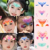 美人鱼额头贴国风六一表演元 儿童面部彩绘 旦儿童脸妆容幼儿园