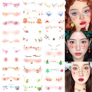 圣诞节妆容脸部纹身贴爱心辣妹脸贴潮流演出圣诞节脸部彩绘姜饼人