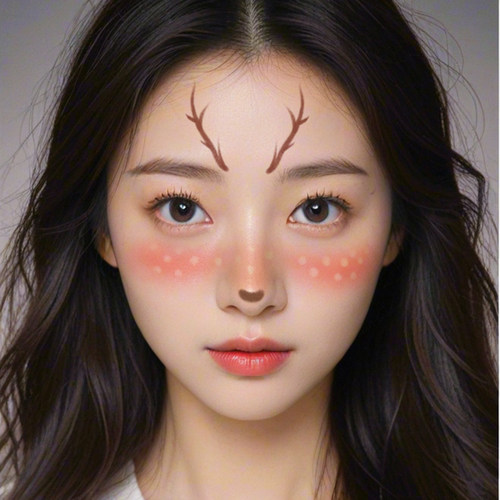 圣诞节鹿角麋鹿小鹿纹身贴彩色脸部妆容妆容装扮脸贴彩绘雪花妆