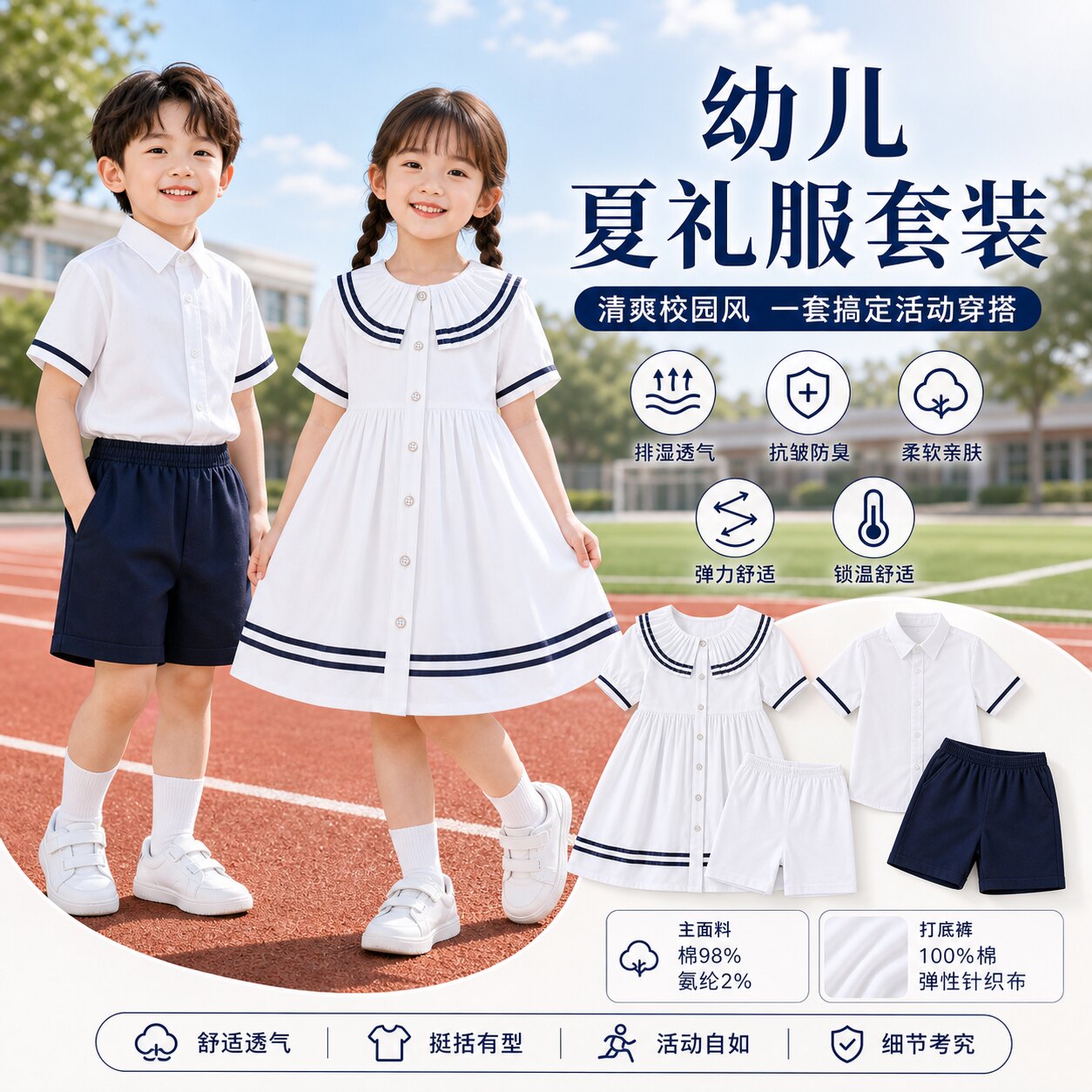 六一儿童演出服夏季幼儿园毕业照班服小学生朗诵合唱比赛表演服
