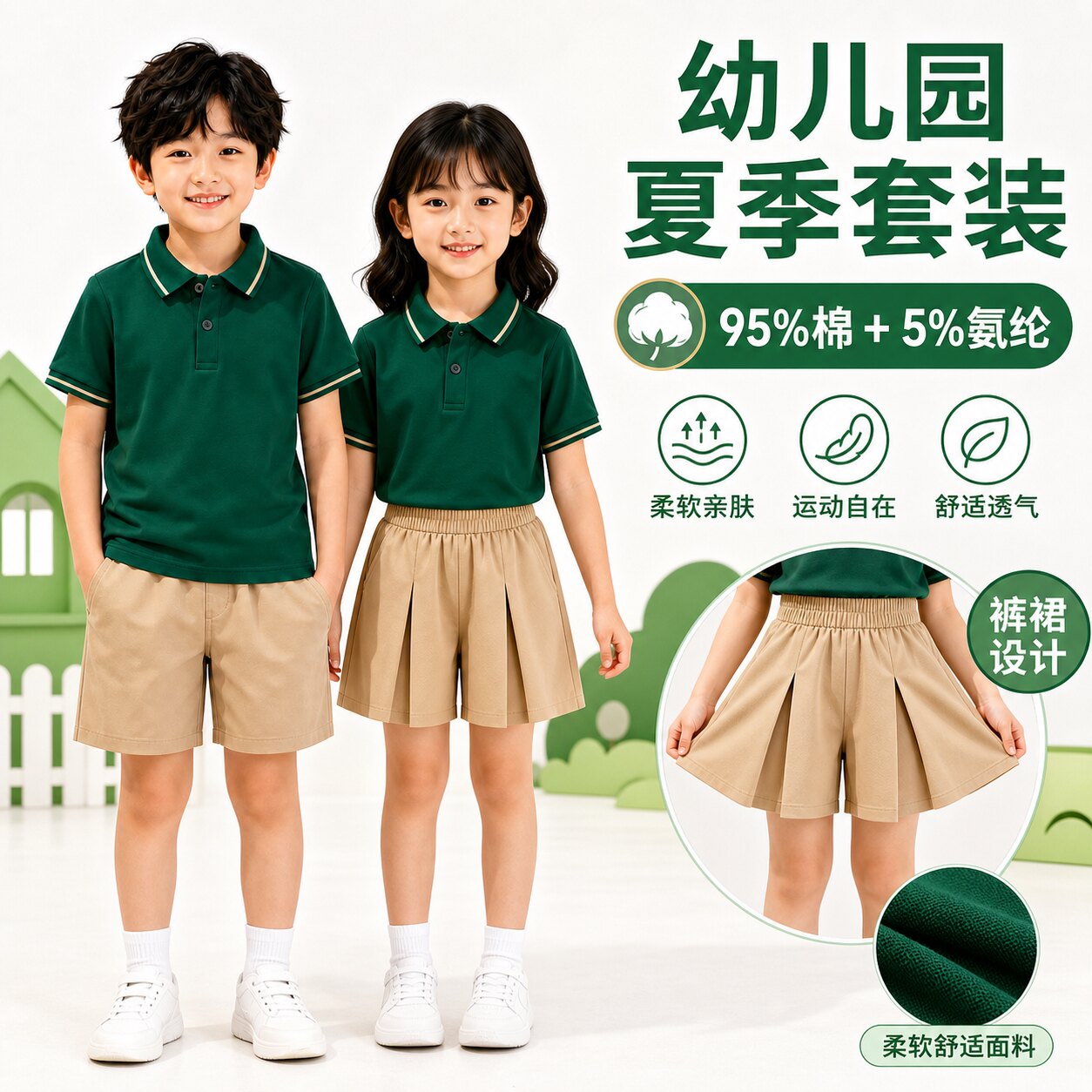 文启儿童园服班服夏季套装