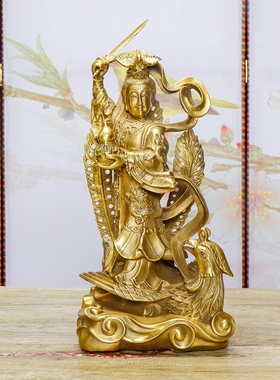 黄铜圣母仙女神像风水摆件